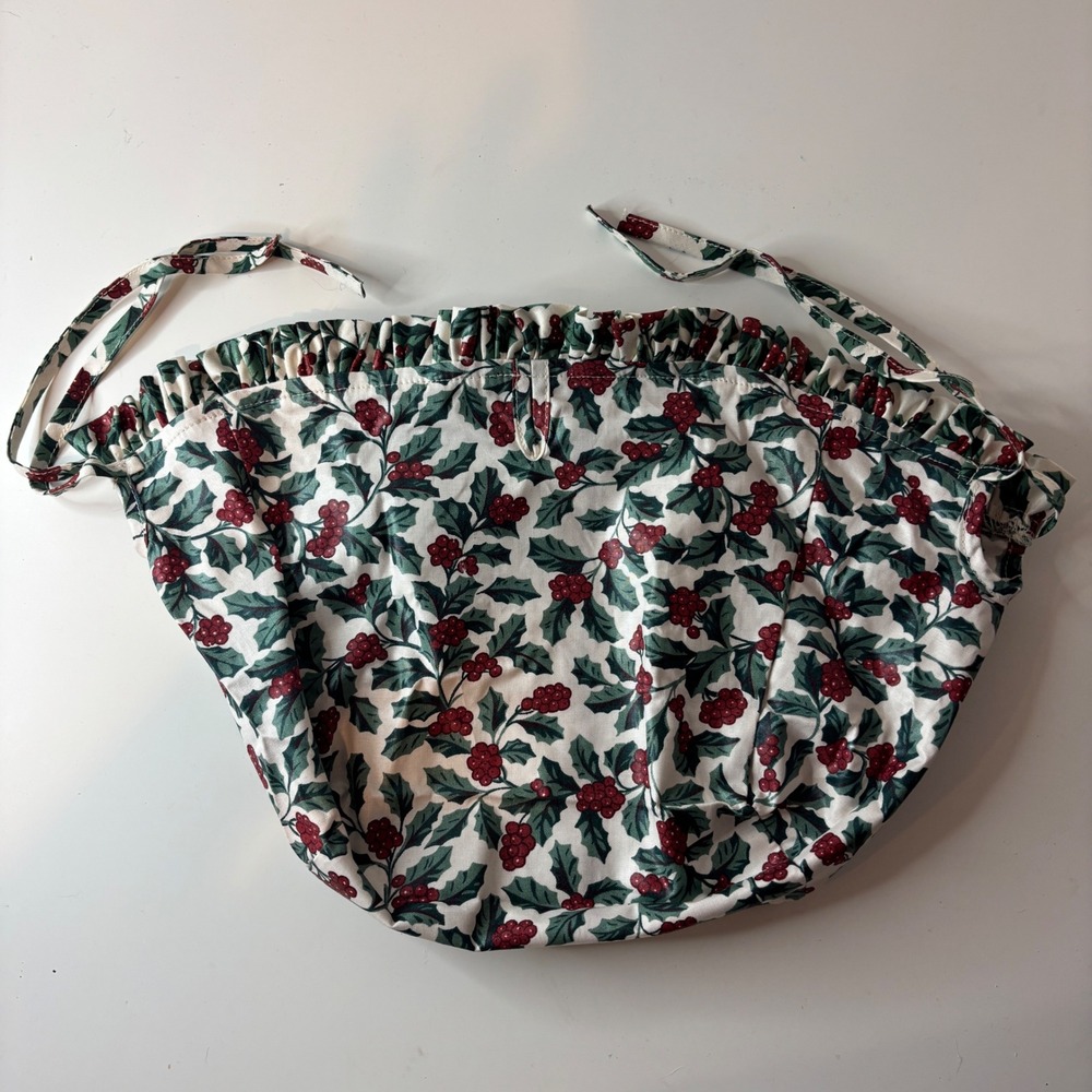 Longaberger Basket Liner Small Purse Traditional Holly Cream Red Green 208427